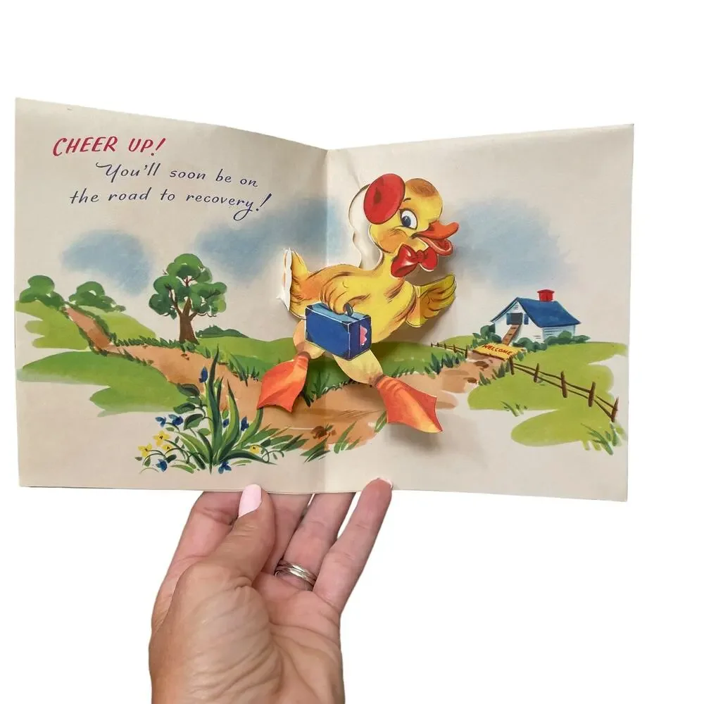Vintage Pop Up Card Hit Parade Unused Greeting Card Get Well Illness Ephemera